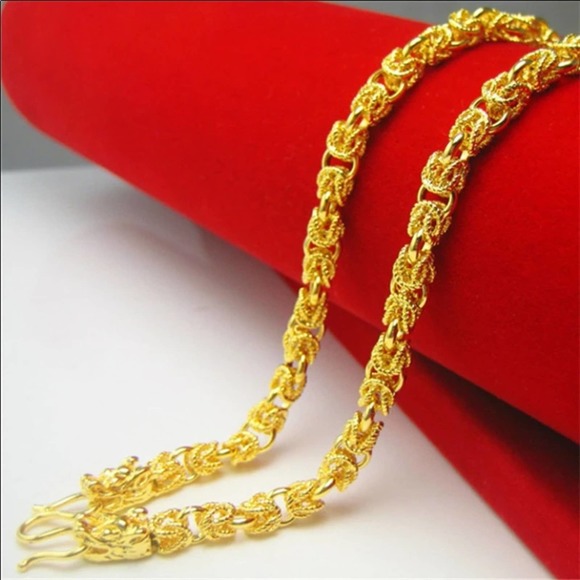 Gold 24K GP Unisex Dragon Head Necklace - Picture 7 of 8